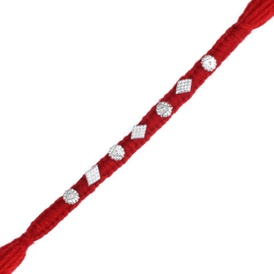 morir Designer BRMOR4172 Silver Chawal Roli Pack  Set(1 pc of rakhi with roli chawal pack)