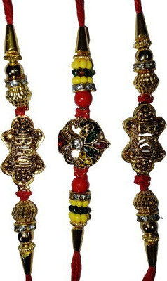 lekhbhav Designer New_Mangalam357 Assorted Rakhi  Set(3 rakhi)