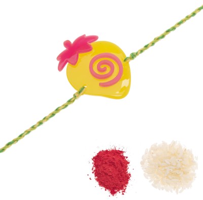 Look And Adorn Kids LAARKK05 Plastic (PVC) Rakhi, Chawal Roli Pack  Set(1 Rakhi, Roli Chawal)