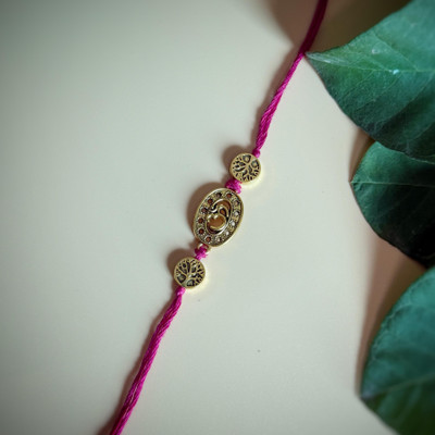 Shubh Sukkhi Religious Handmade Oxidised OM With Tree Design Mauli Thread Rakhi  Set(1 rakhi)