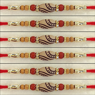 Param sales Designer 4042 Assorted Rakhi  Set(Combo of 6 Rakhi)