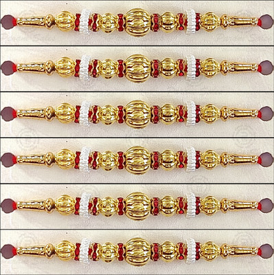 Param sales Thread 4064 Assorted Rakhi  Set(Combo of 6 Rakhi)