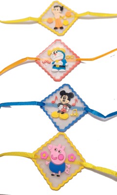 Sprha Rakhi  Set(Soft rubber Chota Bheem, Doraemon, Micky Mouse and Pepa Pig 4 set kids Rakhi)