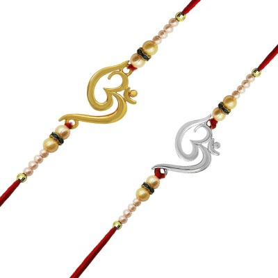 Ascension Religious Y1FRK308_Y1FRK309 Assorted Rakhi  Set(1 SILVER OM RAKHI & 1 GOLDEN OM RAKHI)