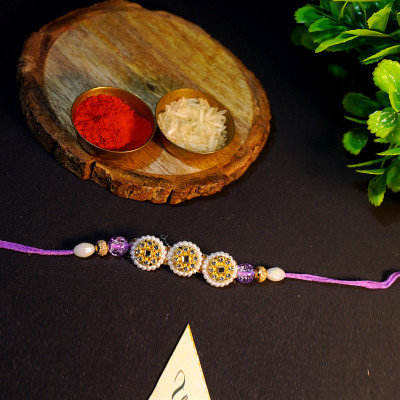 wewrapsmile Thread MW-RKH-157 Mauli Thread Rakhi, Chawal Roli Pack  Set(1)