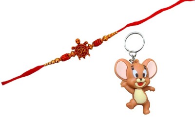 LDM Designer Kids Fancy Rakhi Mauli Thread Rakhi  Set(Lucky Charm Motti Work Rakhi Pack Of 1 With 1 Jerry Keychain)