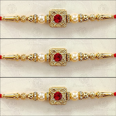 Param sales Designer 4056 Assorted Rakhi  Set(Combo of 3 Rakhi)