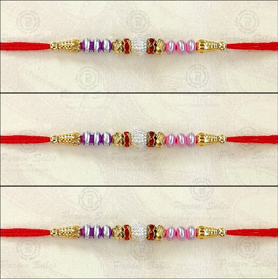 Param sales Designer 4037 Assorted Rakhi  Set(Combo of 3 Rakhi)