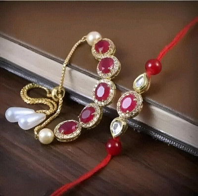 Aamrapali Silver Gems Bhaiya Bhabhi Rakhi(UJ)-13-AP:P3 Mauli Thread Rakhi  Set(2 Rakhi)