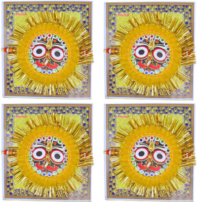 Real Craft Religious 1629-Yellow-p-14-set-4 Assorted Rakhi  Set(Elegant Shree Jagannath Rakhi Set of 4 for Raksha Bandhan Celebration)