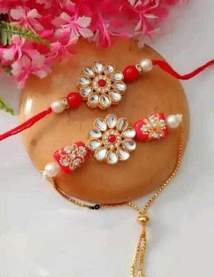 Aamrapali Silver Gems Bhaiya Bhabhi Rakhi(UJ)-75-AP:P3 Mauli Thread Rakhi  Set(38 Rakhi)