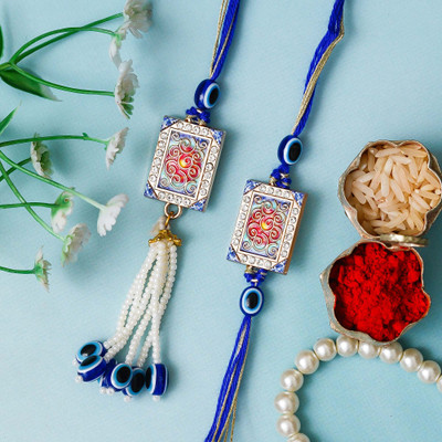 eCraftIndia Bhaiya Bhabhi Rakhi Assorted Rakhi  Set(1 Designer Rakhi)