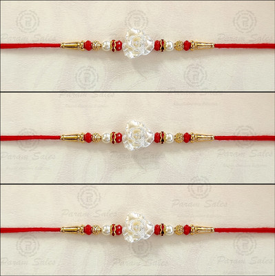 Param sales Designer 4052 Assorted Rakhi  Set(Combo of 3 Rakhi)