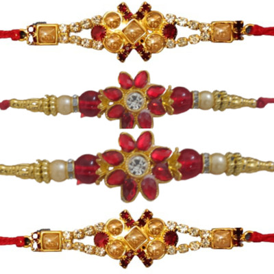 lekhbhav Designer LK90 Assorted Rakhi  Set(4)