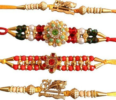 lekhbhav Designer LK222 Assorted Rakhi  Set(4)