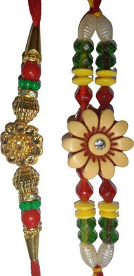 BHAVYA SALES Designer S527-N2 Assorted Rakhi  Set(2 Rakhi)