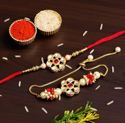 Aamrapali Silver Gems Bhaiya Bhabhi Rakhi(UJ)-10-AP:P3 Mauli Thread Rakhi  Set(2 Rakhi)