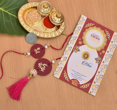 PRIDE STORE Designer Unique Resin Rakhi for Bhaiya-Bhabhi with Traditional Tilak-Thali & Rakhi Card Mauli Thread Rakhi, Thali, Greeting Card, Chawal Roli Pack  Set(2 Unique Resin Bhaiya-Bhabhi Rakhi,Traditional 1Tilak with 1Thali & 1 Rakhi Card)