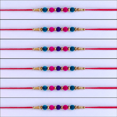 Param sales Thread 4004 Yarn Rakhi  Set(Combo of 6 Rakhi)