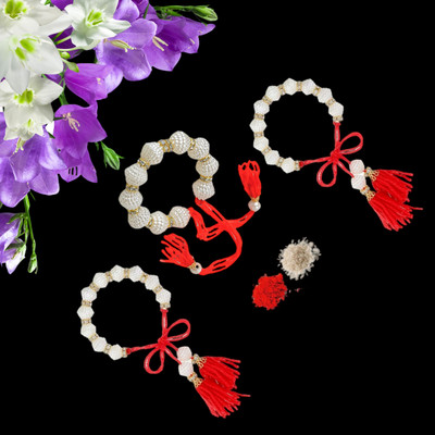 URBANELA Lumba a_3RK69-LUMBA Mauli Thread, Pearl Lumba  Set(3 Lumba Rakhi)
