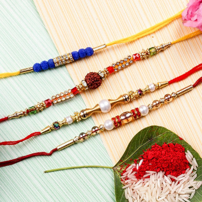 Prem Sutra Designer LatestRakhi_N4864 Mauli Thread Rakhi, Chawal Roli Pack  Set(Rakhi set of 1)