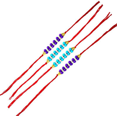 lekhbhav Designer BS - 8 Assorted Rakhi  Set(4 Pc Set)