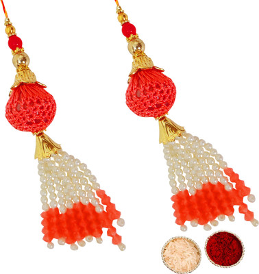 Buyent Enterprises Lumba fancy lumba rakhi for bhabhi chuda rakhi set of 2 latkan with Roli Tilak Pearl Lumba  Set(fancy lumba rakhi for bhabhi chuda rakhi set of 2 latkan with Roli Tilak)