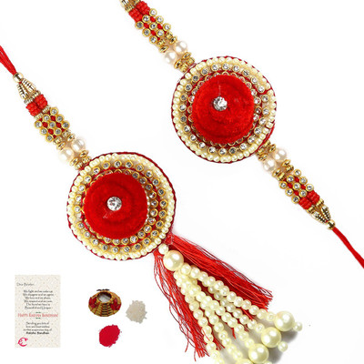 eCraftIndia Bhaiya Bhabhi Rakhi Assorted Chawal Roli Pack, Rakhi, Greeting Card  Set(Rakhi set combo)
