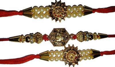lekhbhav Designer LK430 Assorted Rakhi  Set(3)