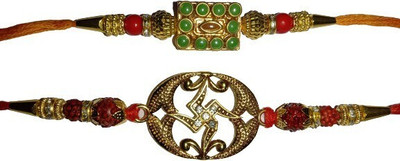 lekhbhav Designer New_Mangalam433 Assorted Rakhi  Set(2 Rakhi)