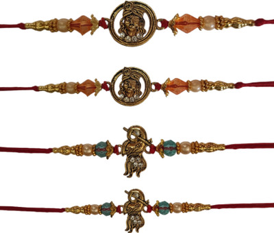 BHAVYA SALES Designer 4 Designer Rakhi P4_New_Rakhi_set-N2 Assorted Rakhi  Set(Bhaiya Rakhi set, Fancy Rakhi, Krishan Ji rakhi)