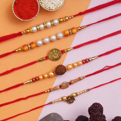 TR Designer LIVE-BI-R6-CP-R10-CG-CX Assorted Rakhi  Set(6 Rakhi, Roli & Chawal, Greeting Card)