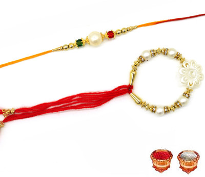 ShopGlobal Bhaiya Bhabhi RKHI-BN1-1P+N6-1P-RC Mauli Thread Rakhi Set(Pack of 2 Multicolor Designer Bhaiya Bhabhi Rakhi with Roli and Chawal) ShopGlobal Bhaiya Bhabhi RKHI-BN1-1P+N6-1P-RC Mauli Thread Rakhi Set(Pack of 2 Multicolor Designer Bhaiya Bhabhi Rakhi with Roli and Chawal)