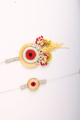 JSR Designer Rakhi_Model 5 Pearl Rakhi  Set(1 x Rakhi Set)