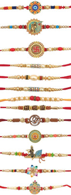 Nippy Designer (Multi Design Combo) Assorted Rakhi  Set(12 Pcs Rakhi)