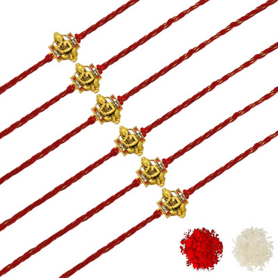 AARON INC Thread Ai_Rakhi_00001423584 Mauli Thread Rakhi  Set(Pack of 06 Rakhi)