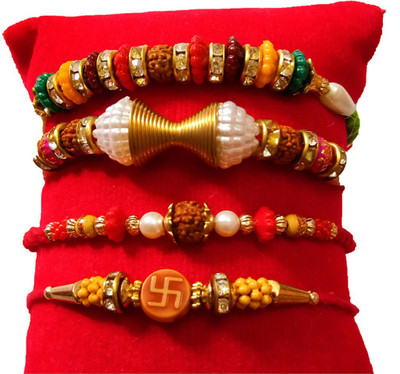 Avanti Creation Rudraksh FKRakhiscMIX4-047 Plastic (PVC) Rakhi  Set(4 Rakhi)