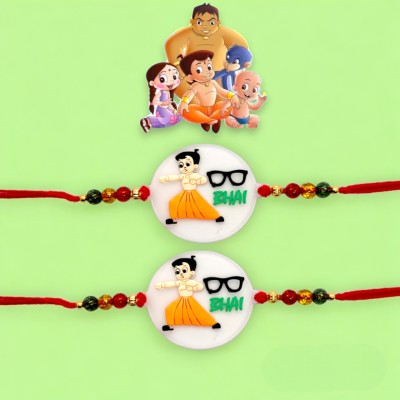 Elleva Kids Kids08 Plastic (PVC) Rakhi  Set(Boys Rakhi Cute Super Hero Combo Cartoon Chota Bheem Rakhi for Boys Set of 2)