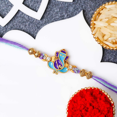eCraftIndia Religious Rakhi Infusion Assorted Rakhi  Set(1 Rakhi for Brother, 1 Roli Chawal Pack)