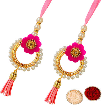 Buyent Enterprises Lumba lumba rakhi for bhabhi set of 2 latkan rakhi chuda rakhi with roli chawal Pearl Rakhi  Set(lumba rakhi for bhabhi set of 2 latkan rakhi chuda rakhi with roli chawal)