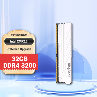 KINGBANK Silver Heatsink 3200 MHz KJXS/KJUS DDR4 32 GB (Single Channel) PC DDR4 UDIMM (DDR4 DIMM Silver Heatsink)(Silver Alluminum Alloy)