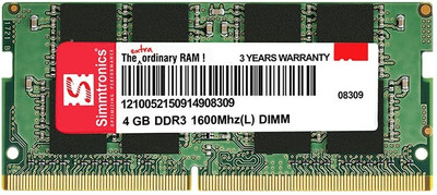 Simmtronic DDR3 DDR3 4 GB (Dual Channel) Laptop DDR3 (4GB DDR3 LAPTOP RAM 1600MHz)(Green)