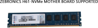 CONSISTEN DDR 3 SERIES,ZEBRONICS H61-NVMe MOTHER BOARD SUPPORTED DDR3 8 GB (Dual Channel) PC DDR3 RAM (8gb ddr 3 Ram For ZEBRONICS H-61-NVMe mother board Supported)(Black)
