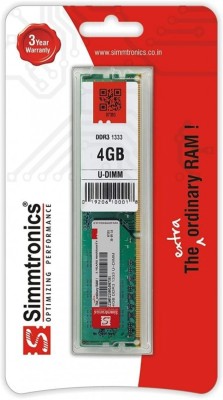 simtronics 4gb Ddr3 1333 desktop DDR3 4 GB (Single Channel) PC (Simmtronice 4GB DDR3 Ram 1333 MHZ PC 10600 for desktop)(Green)