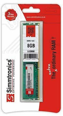 simtronics 8GB DDR3 1333 Desktop DDR3 8 GB (Single Channel) PC (Simmtronics 8 GB RAM DDR-3 1333 Mhz)