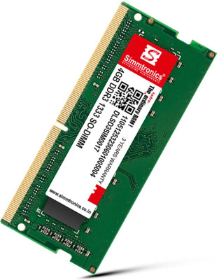 Simmtronic 4GB 1333Mhz Laptop RAM DDR3 4 GB (Single Channel) Laptop, Mac DDR3 (4GB DDR3 LAPTOP RAM 1333MHz)(Green)