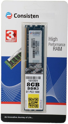 CONSISTEN DDR 3 SERIES,61 CHIPSET SUPPORTED DDR3 8 GB (Dual Channel) PC DDR3 RAM (8gb ddr 3 Ram For CONSISTENT CMB-H61 mother board supported)(Black)
