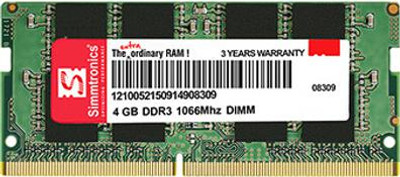 Simmtronics LAPTOP RAM DDR3 4 GB (Single Channel) Laptop (1066 MHz)