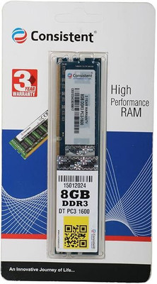 ZAD DT PC3-1600 Single Channel DDR3 8 GB (Single Channel) PC INTERNAL (Consistent 8GB DDR3 1600MHz)