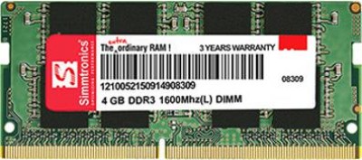 Simmtronics LAPTOP RAM DDR3 4 GB (Single Channel) Laptop (1600MHz L)